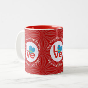 Aruban Red Letters LOVE Flag Personalised Two-Tone Coffee Mug