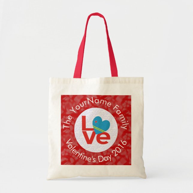 Aruban Red Letters LOVE Flag Personalized  Tote Bag (Front)