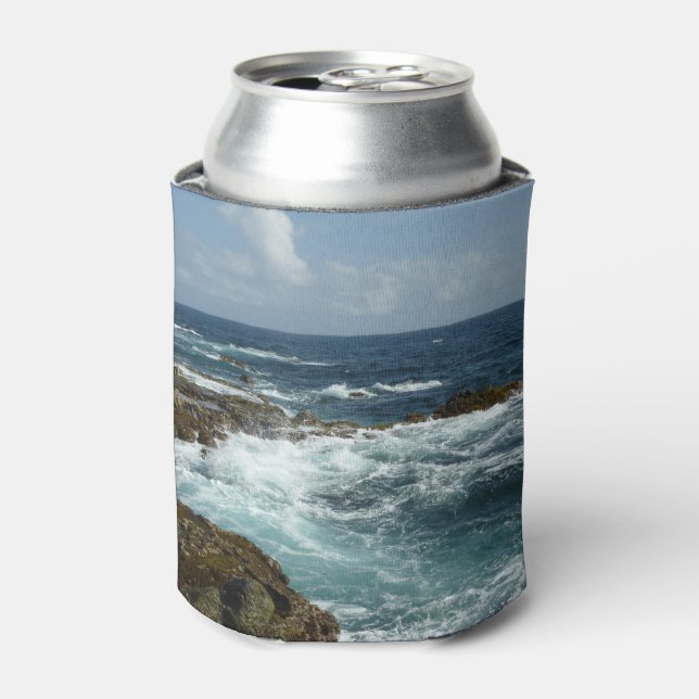 Aruba's Rocky Coast and Blue Ocean Can Cooler (Can Front)