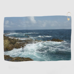 Aruba's Rocky Coast and Blue Ocean Golf Towel