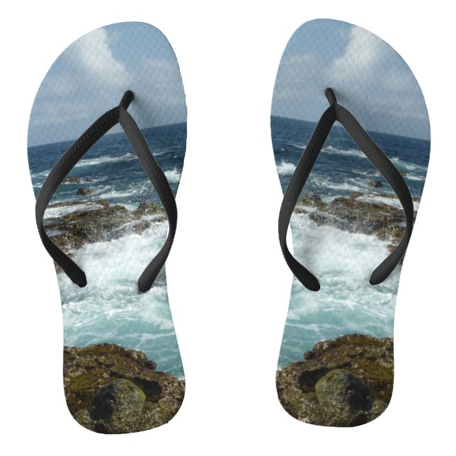 Aruba's Rocky Coast and Blue Ocean Jandals (Footbed)