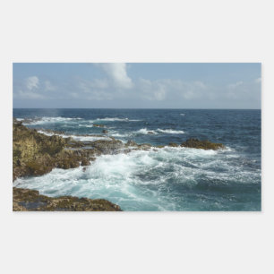 Aruba's Rocky Coast and Blue Ocean Rectangular Sticker