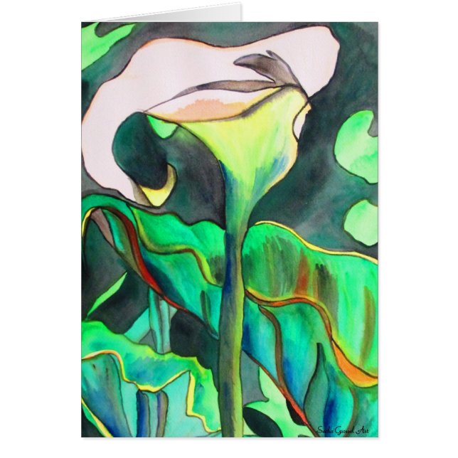 Arum Lily watercolor original art painting (Front)