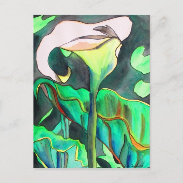 Arum Lily watercolor original art painting Postcard (Front)