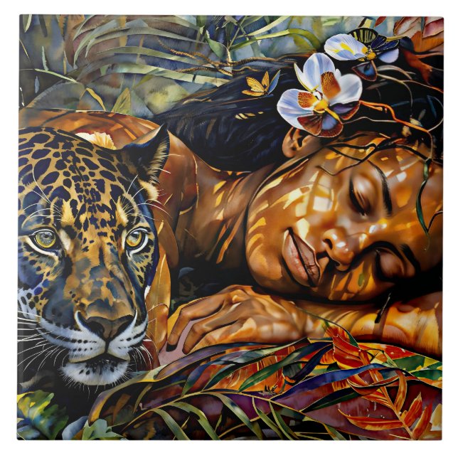 "Arumáya" Jaguar’s Bloom - Women In Amazonia Tile (Front)