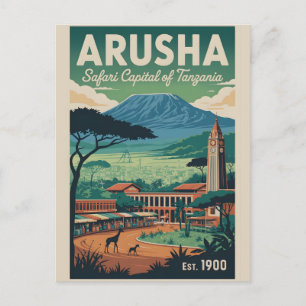 Arusha Tanzania Retro Travel Poster Art Holiday Postcard