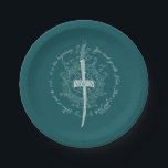 ARWEN™ Elven Sword Quote Paper Plate<br><div class="desc">Honor the strength and grace of Arwen™ with this striking Lord of the Rings™ design inspired by the Elves. Centered around an elegant Elven sword framed by intricate, flowing vinework, the artwork beautifully reflects her courage, devotion, and timeless spirit. The circular quote, “This is not the end… it is the...</div>