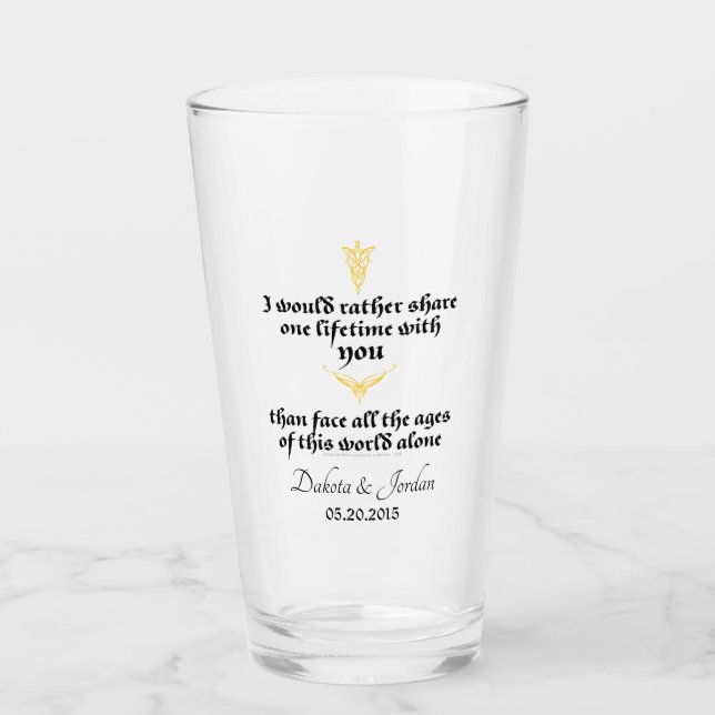 Arwen "One Lifetime With You" Quote With Icons Glass (Front)