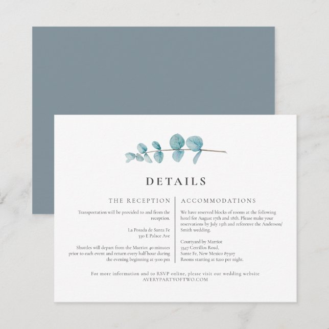 ARYA Rustic Eucalyptus Greenery Wedding Details Invitation (Front/Back)