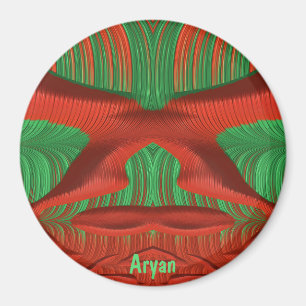 ARYAN ~ Shades of Green, Red Christmas Fractal ~  Magnet