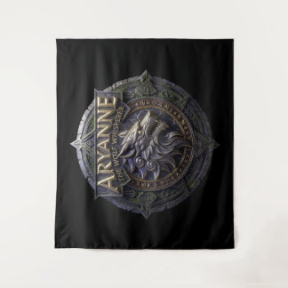 Aryanne: The Wolf whisperer - Logo Orange & Purple Tapestry