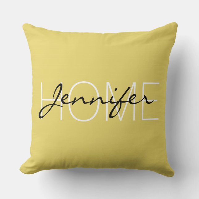 Arylide yellow colour home monogram cushion (Front)