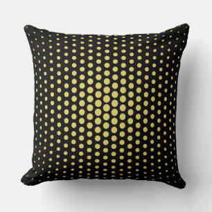 Arylide yellow Techno Dots Modern Black Cushion