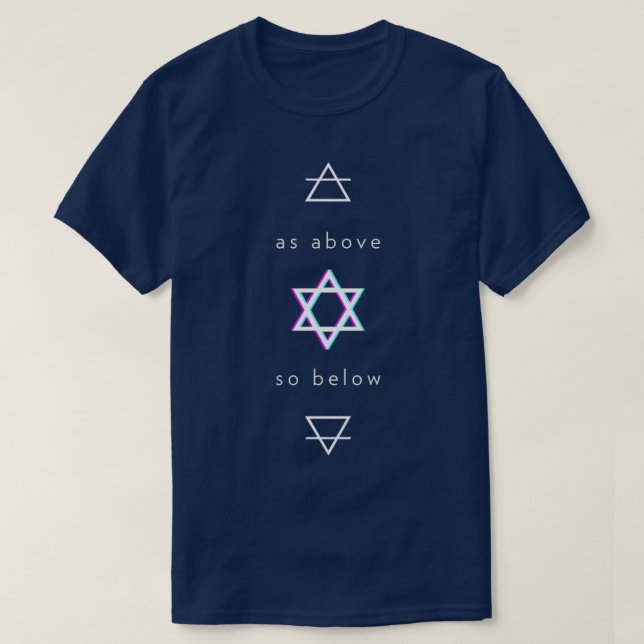 As Above So Below Alchemy Elemental Symbols Hexagr T-Shirt (Design Front)