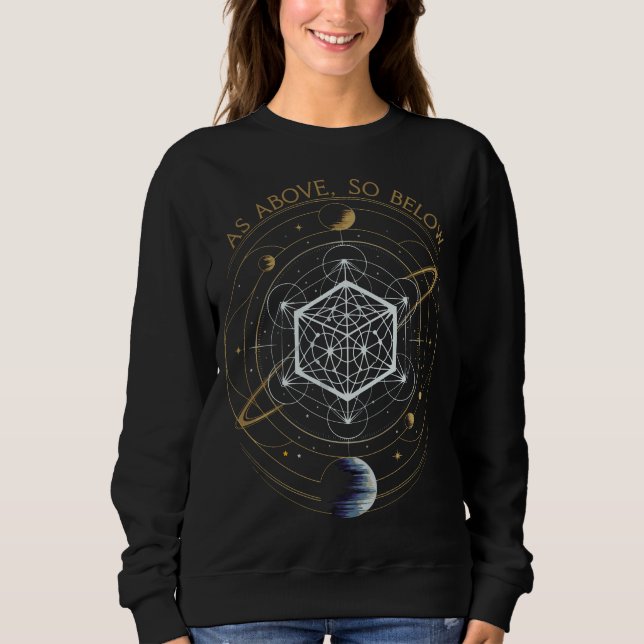 As Above, So Below – Cosmic Sacred Geometry Sweatshirt (Front)