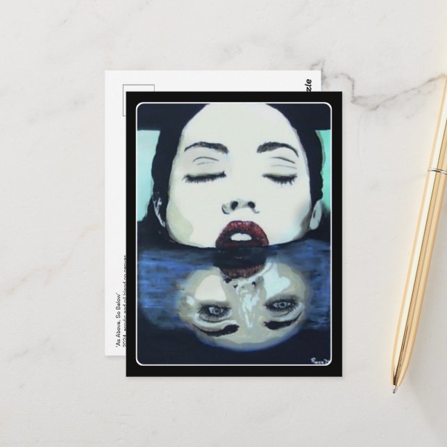 ‘As Above, So Below’ Painting on a  Postcard (Front/Back In Situ)