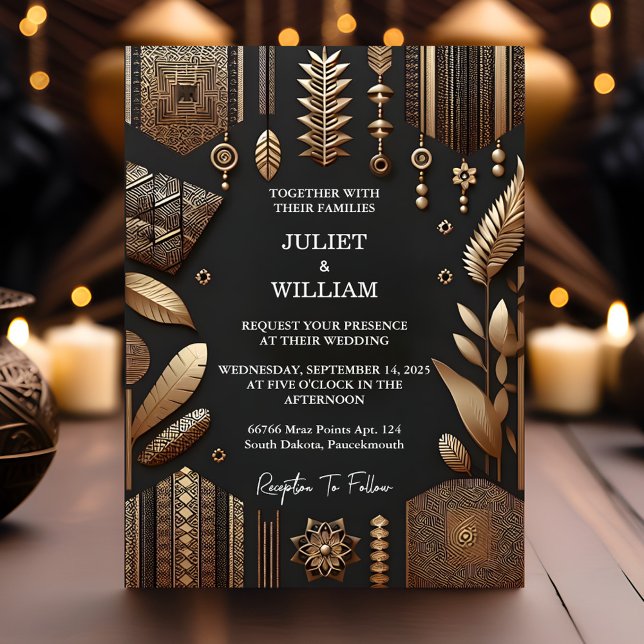 As African Ghana Brown Traditional Nigeria Wedding Invitation (Creator Uploaded)