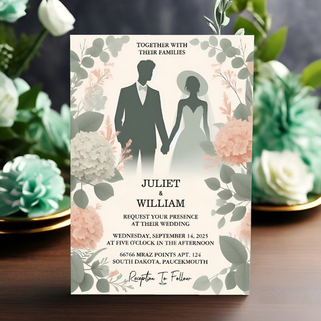 As Blush pastel Peach Mint Moss Sage Green Wedding Invitation (Creator Uploaded)