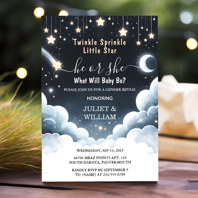 As Cloud Twinkle Twinkle Little Star Gender Reveal Invitation (Creator Uploaded)