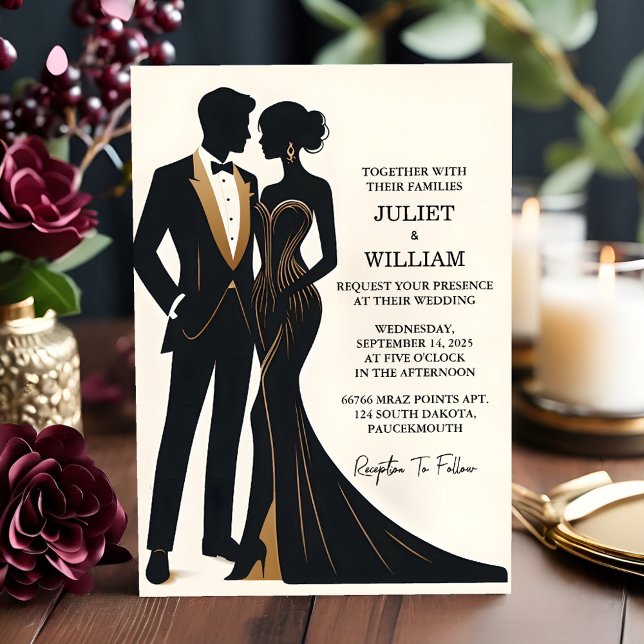 As Costume Men Adult Tuxedo Bold Black Tie Wedding Invitation (Creator Uploaded)