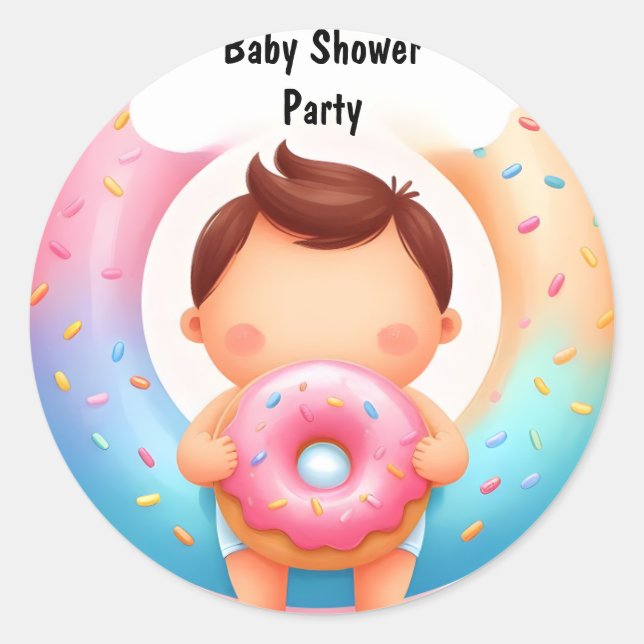 As Dreams Pink Blue Doughnuts And Diapers Baby Sho Classic Round Sticker (Front)