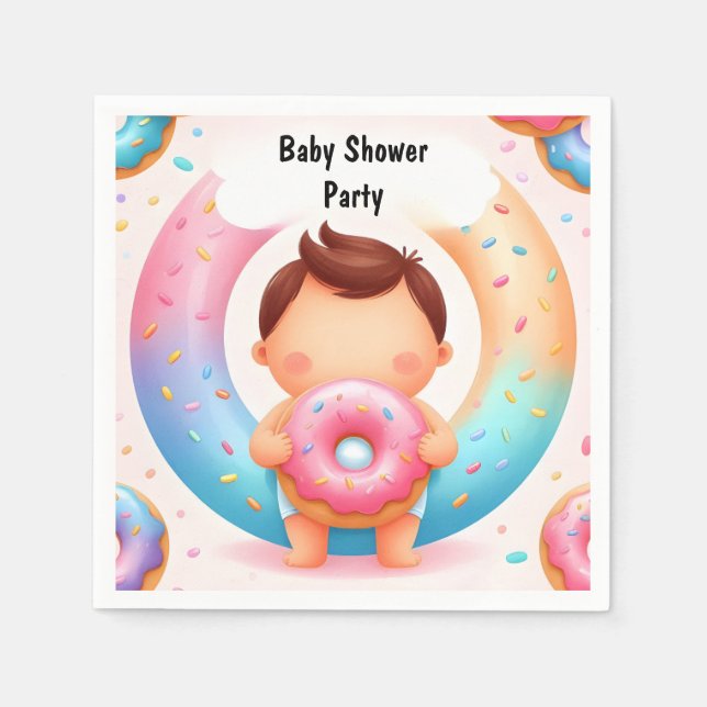 As Dreams Pink Blue Doughnuts And Diapers Baby Sho Napkin (Front)