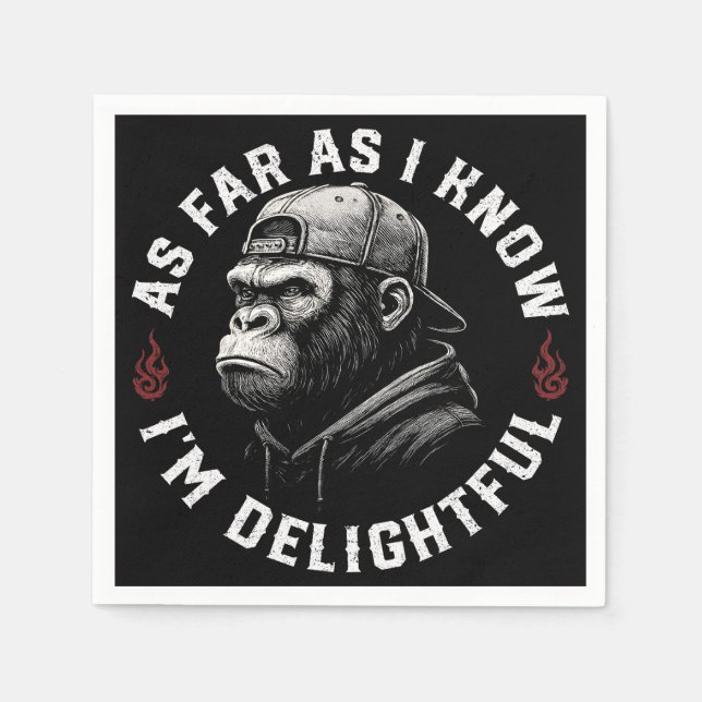 As Far As I Know I'm Delightful Funny Monkey Napkin (Front)