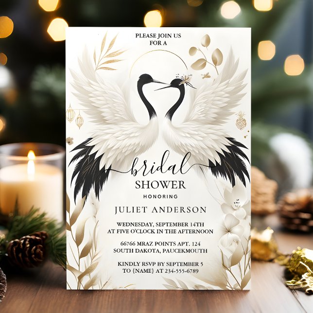 As Feather Asian Sky Cloud Crane Fun Bridal Shower Invitation (Creator Uploaded)