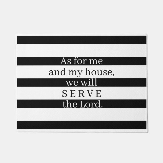 As For Me and My House Bible Verse Striped Design Doormat (Front)
