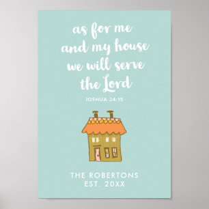 As For Me And My House Christian Personalised Poster