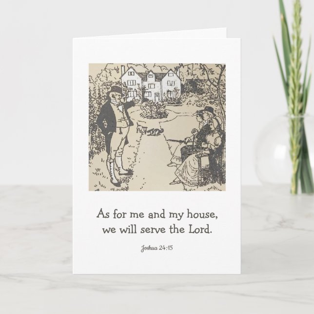As For Me and My House Cute Scripture Note Card (Front)