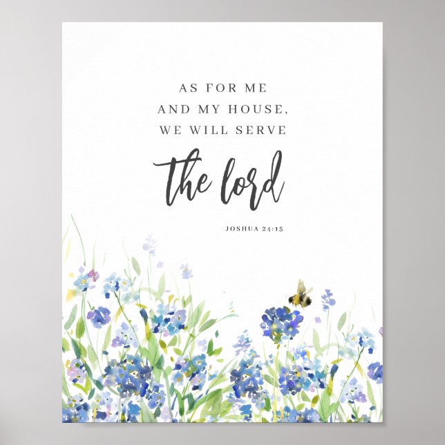 As For Me and My House Modern Blue Floral  Poster (Front)