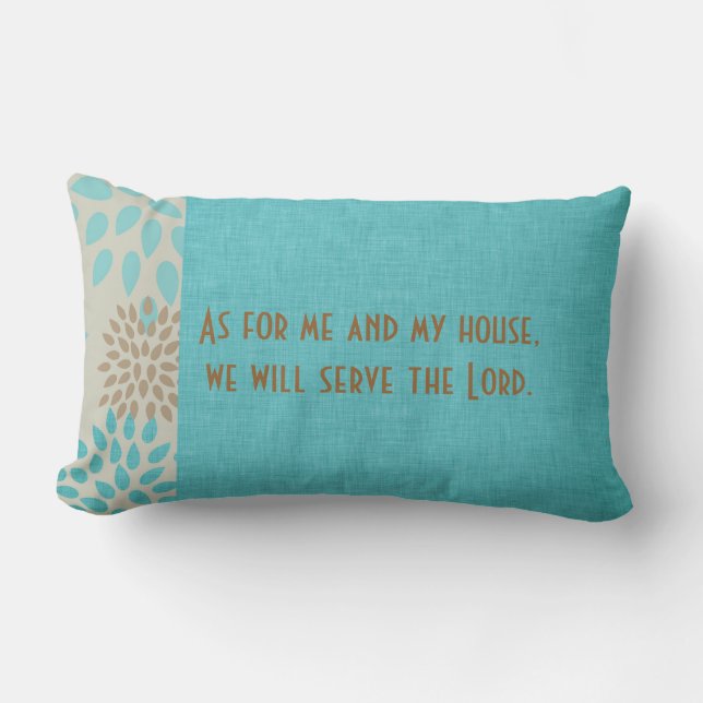 As for Me and My House Serve the Lord Scripture Lumbar Cushion (Front)