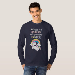 As Happy As A Unicorn Eating Cake On A Rainbow T-Shirt