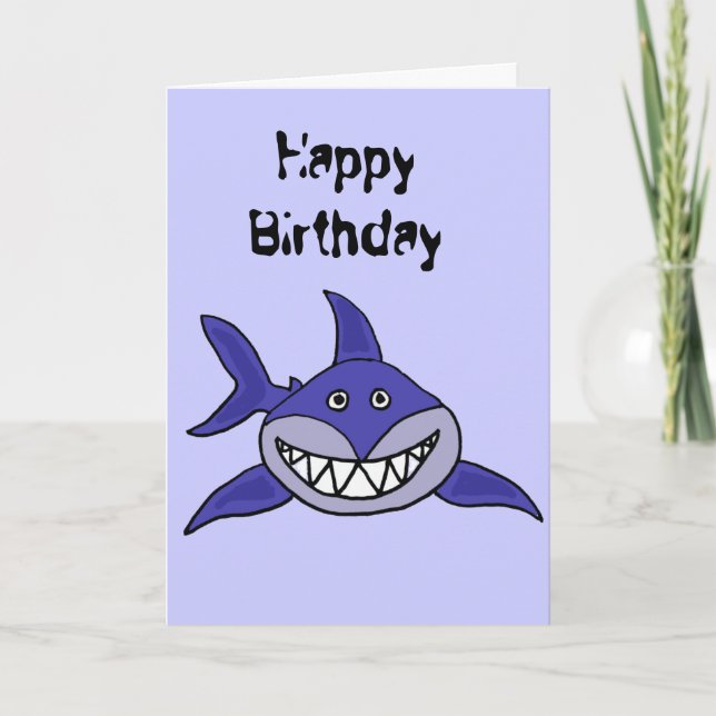 AS- Hilarious Grinning Shark Cartoon Card (Front)