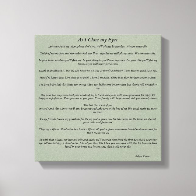 As I close my Eyes Canvas Print (Front)