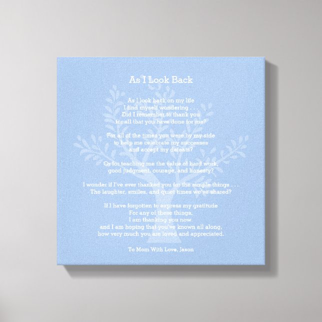 As I Look Back, Canvas Print (Front)
