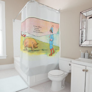 As I Went to Bonner I Met a Pig - Nursery Rhyme Shower Curtain