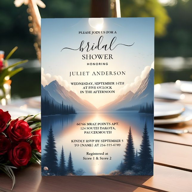 As Lakeside Mountain Fun Nature Lake Bridal Shower Invitation (Creator Uploaded)