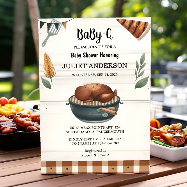 As Plaid Babyq Fun Food Steak Beef Bbq Baby Shower Invitation (Creator Uploaded)