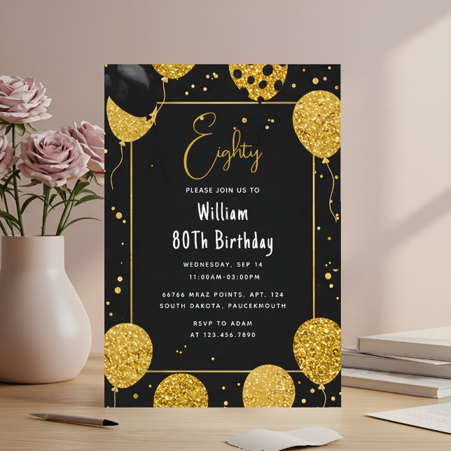 As Retro Fun Adult Humour Happy Chic 80th Birthday Invitation (Creator Uploaded)