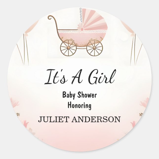 As Rose Boho Gold Mum Chic Spring Baby Girl Shower Classic Round Sticker (Front)