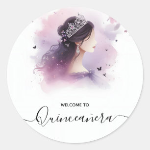 As Royal Gold Tiara Lilac Light Purple Quinceanera Classic Round Sticker