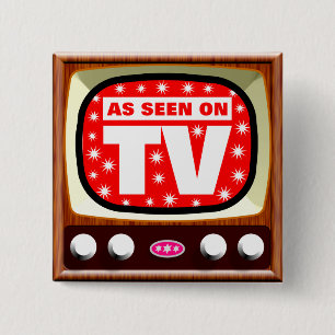 As Seen on TV - Retro TV - Customised 15 Cm Square Badge