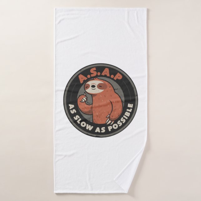 As Slow As Possible - Lazy Cute Funny Sloth Gift  Bath Towel (Bath Towel)
