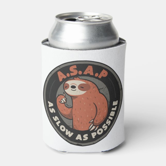 As Slow As Possible - Lazy Cute Funny Sloth Gift  Can Cooler (Can Front)