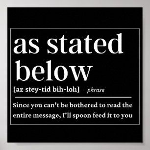 As stated below funny definition poster
