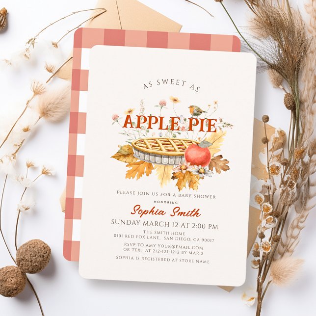 As Sweet As Apple Pie Autumn Leaves Baby Shower Invitation (Creator Uploaded)