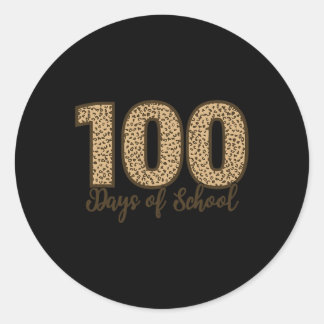 As Tees Cheetah Leopard 100 Days Of School  Classic Round Sticker