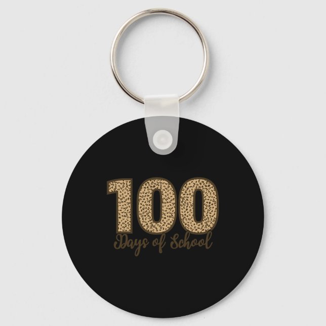 As Tees Cheetah Leopard 100 Days Of School  Key Ring (Front)